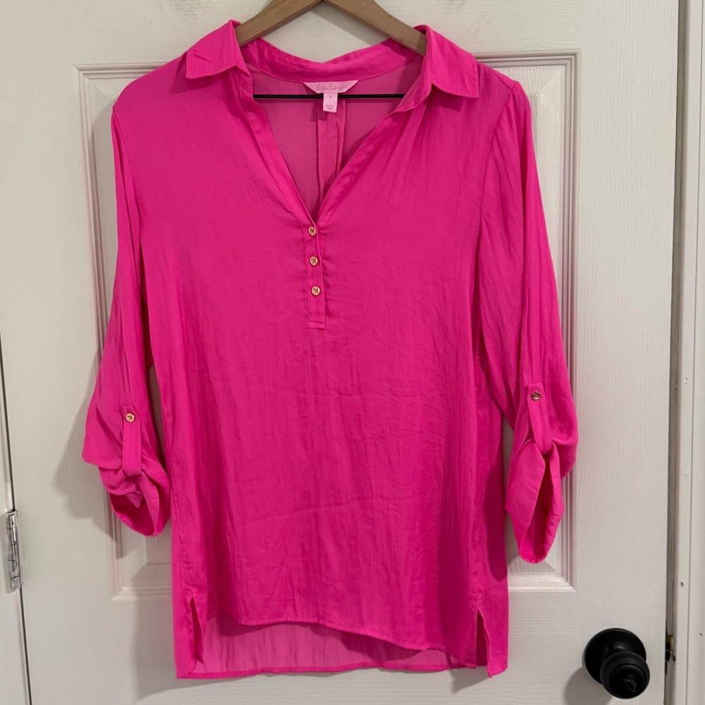 Lilly Pulitzer Elsa Top Womens Small‎ Hot Pink Resort Coastal Preppy Vacation